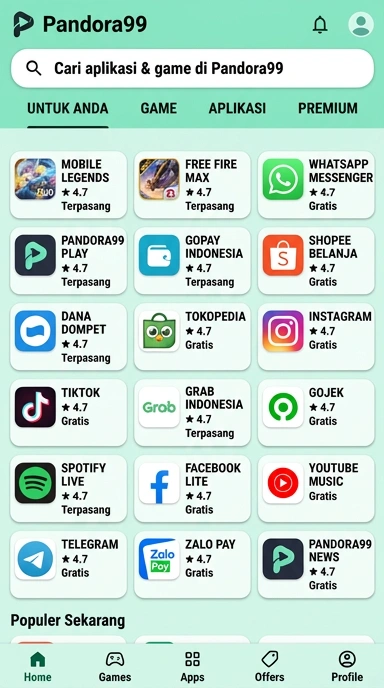 Tampilan katalog aplikasi pandora99