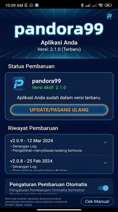 Tampilan riwayat versi pandora99